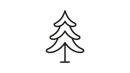 Minimalist outline icon of a simple stylized evergreen conifer tree. © Random Studio