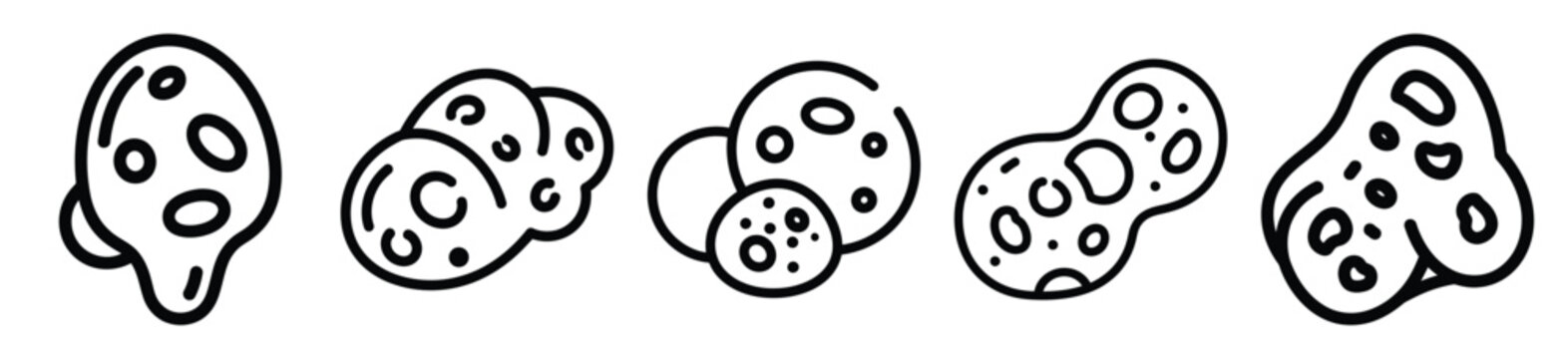 giggle nebula drawing line art symbol and funny outline vector icon set.