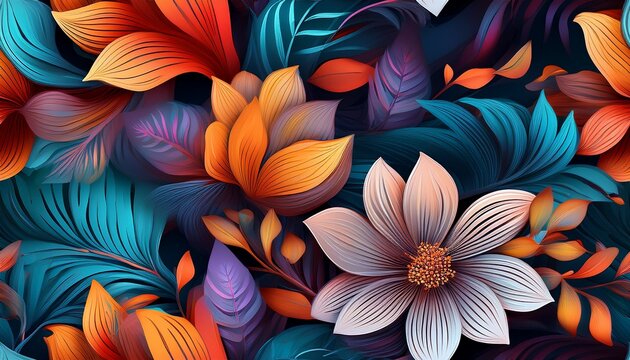 vibrant floral seamless pattern 3d botanical