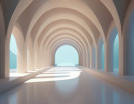 abstract architecture background arched interior 3d render