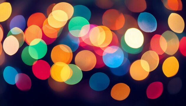 colorful blurred bokeh lights on dark background