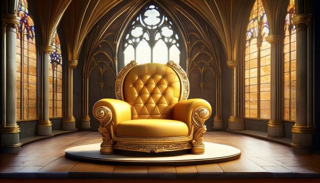 majestic cheese throne symbolizing power and indulgence in a grand gothic hall
