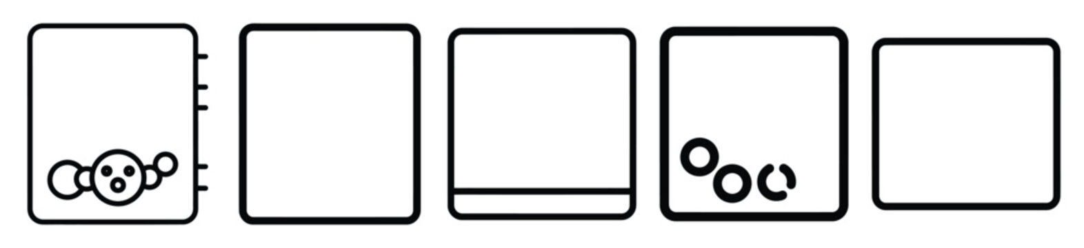 wacky board game drawing line art symbol and funny outline vector icon set.