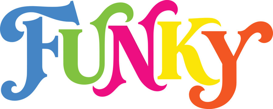 Funky word in colorful letters.