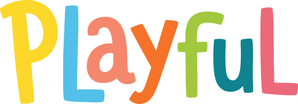 Playful word art with colorful letters.