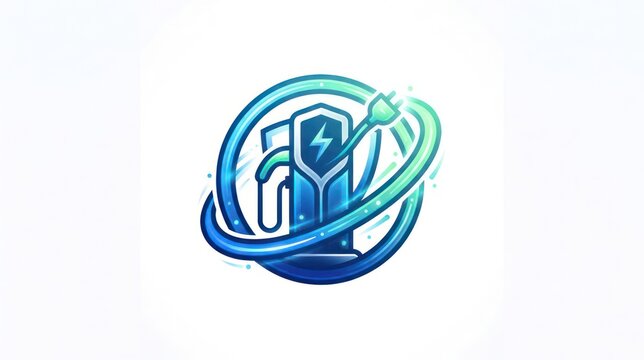 Electric Vehicle Charging Station Icon with Energy Flow.