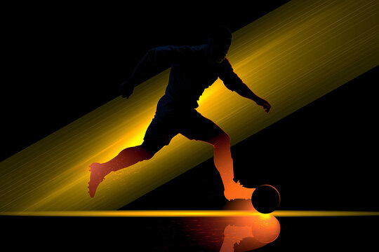 Illustration of Soccer Player Silhouette. Football player 