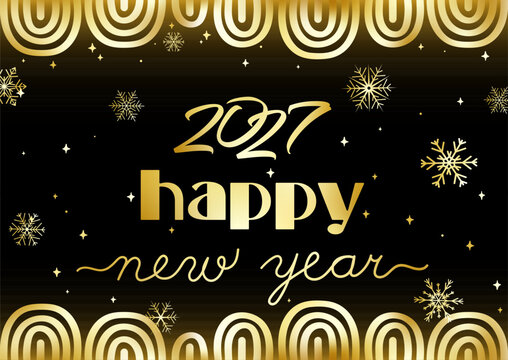 Golden 2027 Happy New Year Card