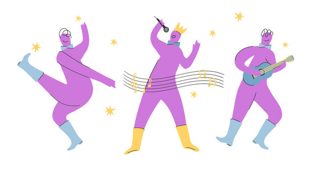 Playful Abstract Artistic Characters Vector Set