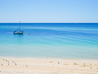 Fototapeta premium Yacht in blue sea