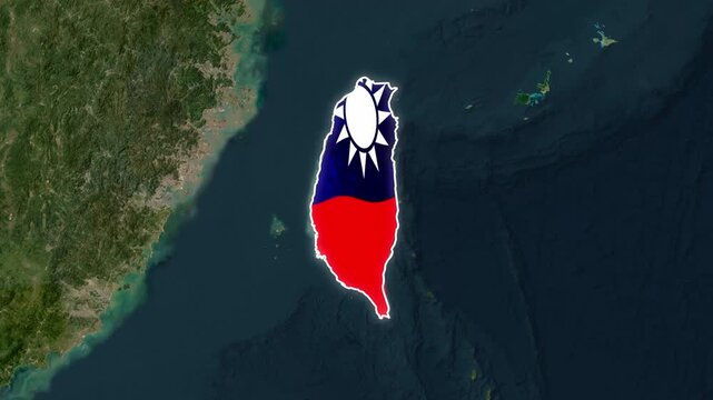 Taiwan map with national flag overlay and glowing border animation country