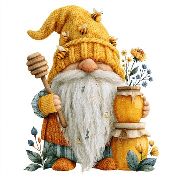 Hand drawn Scandinavian gnome clipart inspired by beekeeping, nature and countryside living.