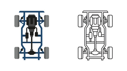 Obraz premium Formula One Race Car Chassis Vector Illustration With Color And Monochrome Versions