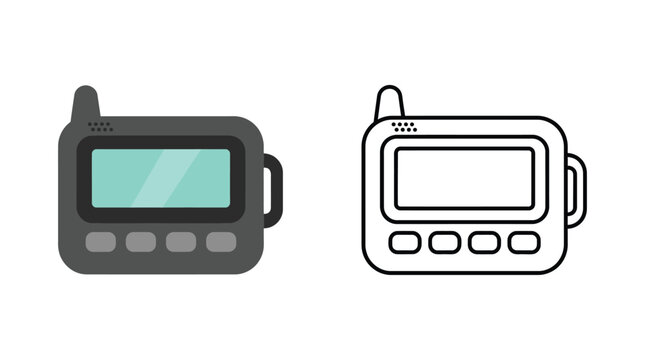 Pager with display and buttons vector illustration and line art version