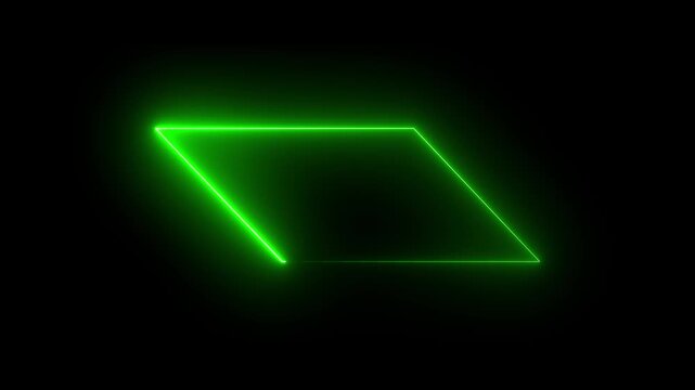 Glowing neon square rectangle picture frame icon animation neon display box round screen photo frame retro movement with black background.