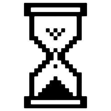 Pixel art hourglass icon representing waiting time with hourglass technology computer isolated
