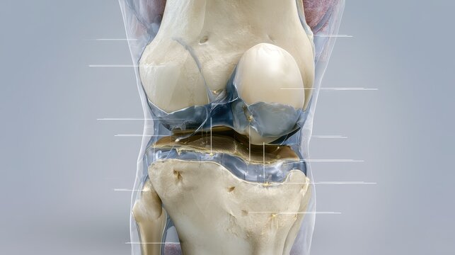 Knee joint anatomy: aging, osteophytes, and joint degeneration diagram