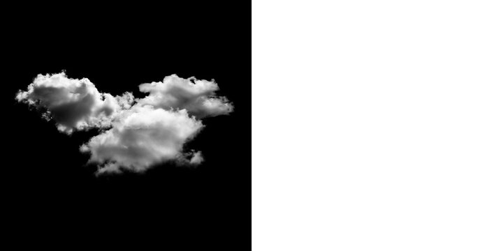 Fluffy white cloud isolated on black background isolated on transparent background