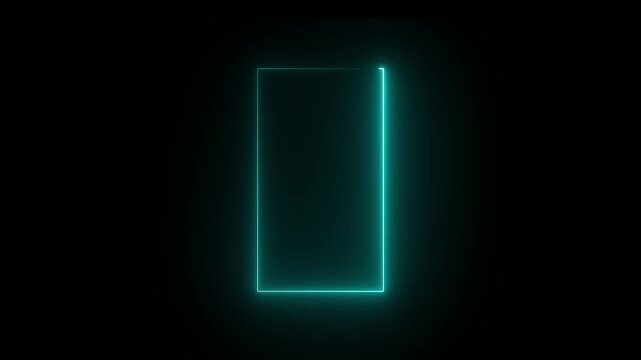 Abstract blue pink neon glowing line frame, animated moving led light screen box projection 3d rendering, empty blank space vertical presentation design background, futuristic laser sprectrum backdrop