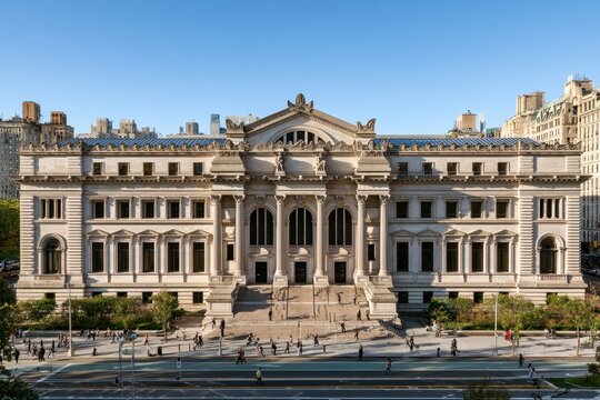 Manhattan architectural photography: exterior of a major natural history museum on a sunny summer day