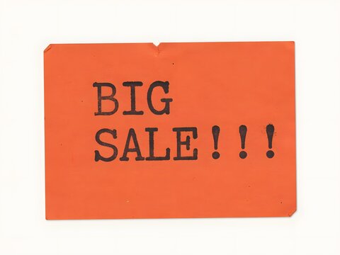 Bright orange sale banner with bold black text announcing big discount event