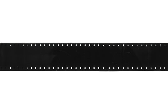 35mm film strip blank frame template on transparent background for vintage photography and cinema effects