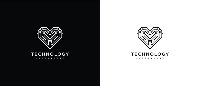 Heart Shape Circuit Board Logo
