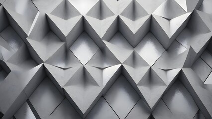 Obraz premium Abstract geometric background with repeating triangular shapes creating a 3D relief texture, modern architectural pattern in monochrome grey tones