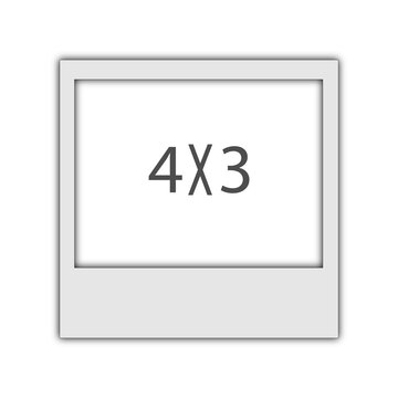 4x3 aspect ratio frame icon with simple grey border for photography and video design