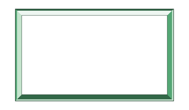 Green rectangular frame with a flat shaded appearance against a white background border outline shape geometric transparent borderline contour