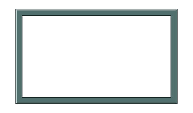 Gray rectangular frame with a white interior a three dimensional rendering on a transparent background border outline three dimensional shape