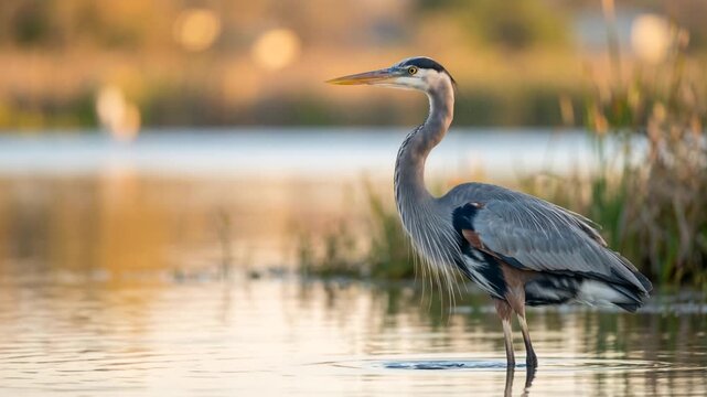 great blue heron close up in everglades national park florida morning light video