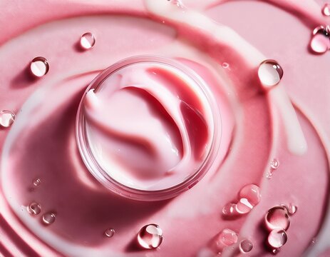 delicate pink white serum gel cosmetic product macro background
