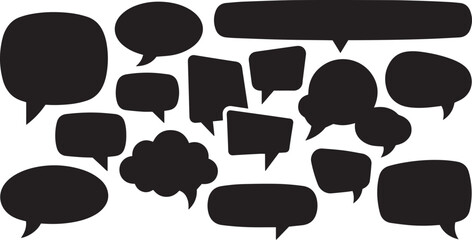 Collection of black speech bubbles and thought balloons on a white background © Romana akther