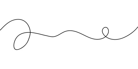 Obraz premium Continuous black ink line drawing with loops and curves on a simple horizontal path