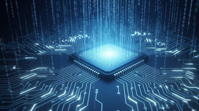 Digital processor chip with binary code data stream