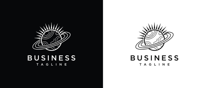 Cosmic Business Logo with Planet and Rings