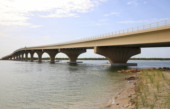 The newly opened $100 million Big Carlos Pass Bridge with a 60-foot vertical clearance for boats.   The bridge connects Fort Myers Beach to Bonita Springs, Florida, USA.