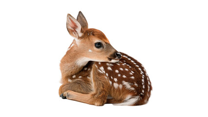 Obraz premium Cute little spotted deer fawn standing isolated on transparent background