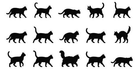 Fototapeta premium Spooky halloween black cat silhouettes perfect for fall decorations parties and creepy designs