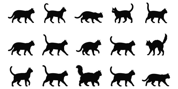 Spooky halloween black cat silhouettes perfect for fall decorations parties and creepy designs