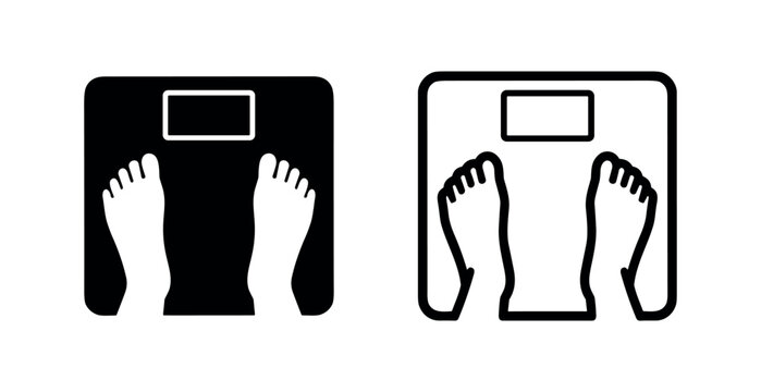 Feet on Bathroom Scale Icon - Weight Measurement and Health Monitoring