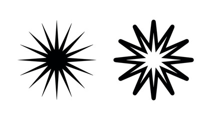 Starburst or sunburst jagged shape icon set. © liubomir118809