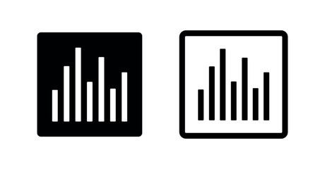 Obraz premium Two icon sets: solid and outline, representing audio level bars.
