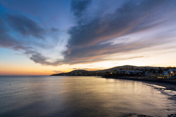 Obraz premium Fuerteventura island Canary islands Spain Costa Calma sunset view, in the southeast of Fuerteventura and located on the Jandía Peninsula 