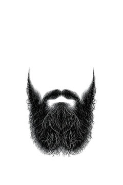Detailed illustration of a full beard with intricate hair texture and symmetrical design