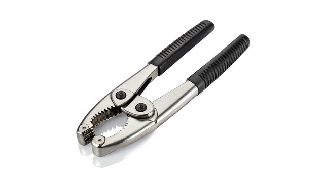 Metal nutcracker plier tool for kitchen use isolated on transparent background