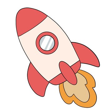 Cartoon-style rocket drawing on a white background