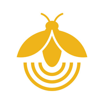 Minimalist yellow firefly icon representing glowing bug and light