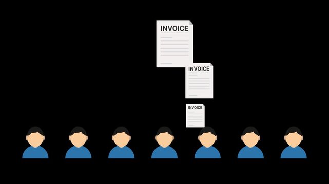animation of everyone receiving the invoice document